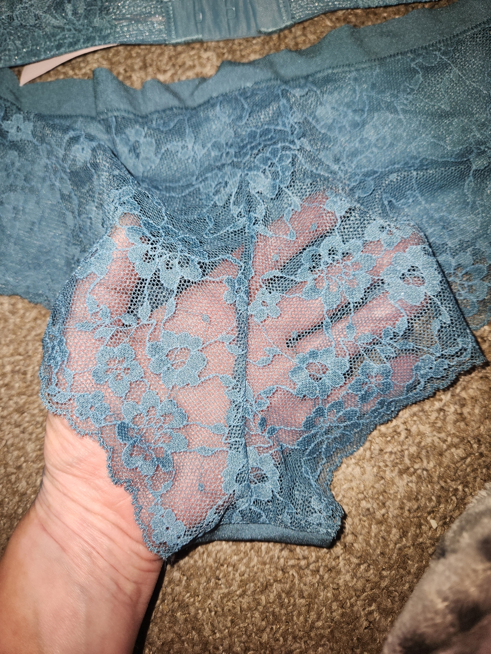 NWT Victoria's Secret Blue Lace-Back Push Up  Bra 34B  and Panty Size S - Picture 5 of 8